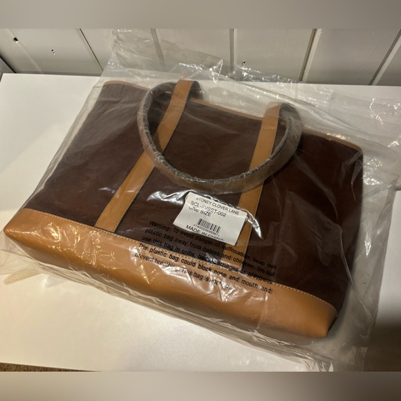 Stoney Clover Lane Canvas & Vegan Leather Tote - Espresso & Honey - Picture 8 of 8